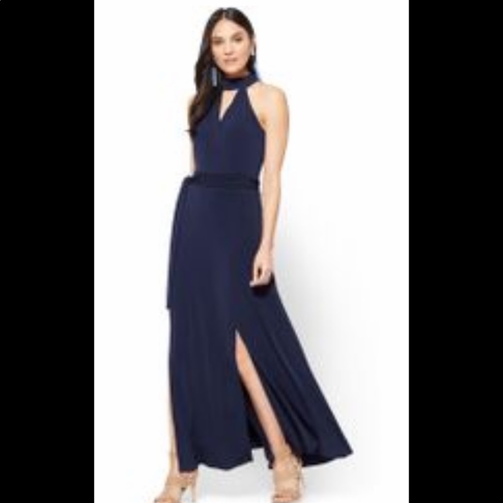 Blue Halter Maxi Dress